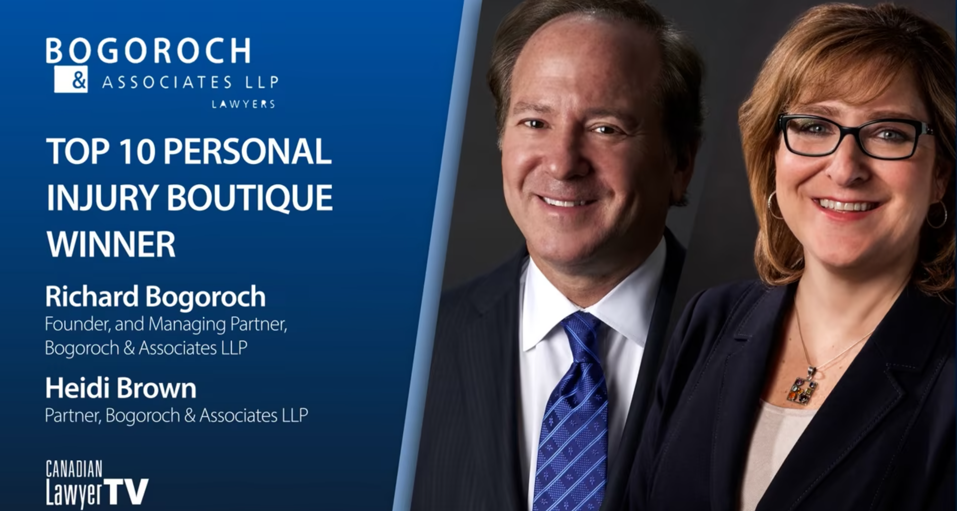 Canadian Lawyer TV Interviews Richard Bogoroch and Heidi R. Brown About Recognition as One of the 2021 Top Personal Injury Boutiques