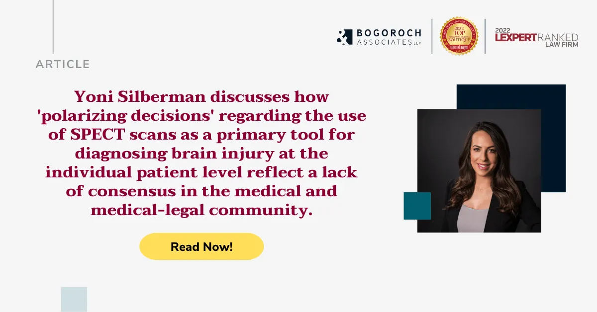 Yoni Silberman featured in Lexpert article "Can SPECT scans be relied on as primary tool for diagnosing brain injury?"